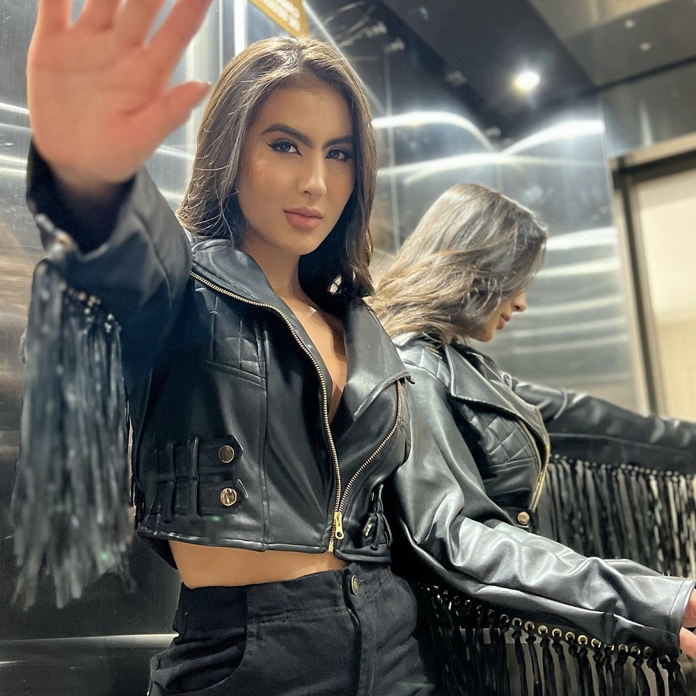 Sleek Black Leather Jacket with Modern Design